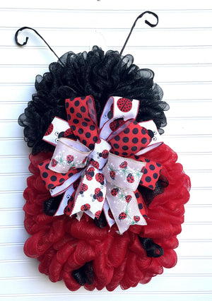 Ladybug Mesh Door Decor | Red & Black Porch Accent by Bouge Creations, view 9