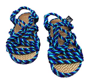 Lounger Kids Twisted Blues handmade rope sandals by Nomadic State of Mind