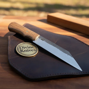 Hand-Forged Kiridashi Utility Knife with Oak Wood Handle