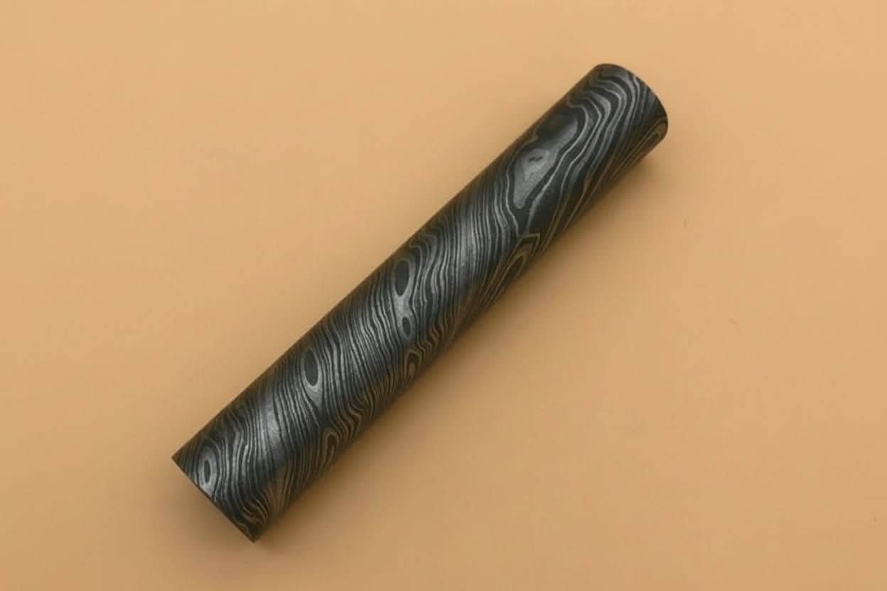 Custom Handmade Damascus Steel Round Rod 5.5 Inch 25.5 mm Diameter by JW SteelCrafts, Southern lifestyle apparel main product photo