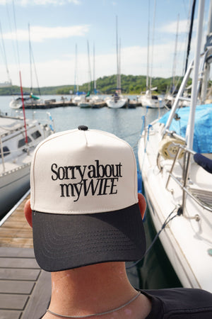 Sorry about my Husband / Wife Vintage Trucker Hat by KenzKustomz, Southern lifestyle apparel detail photo 5