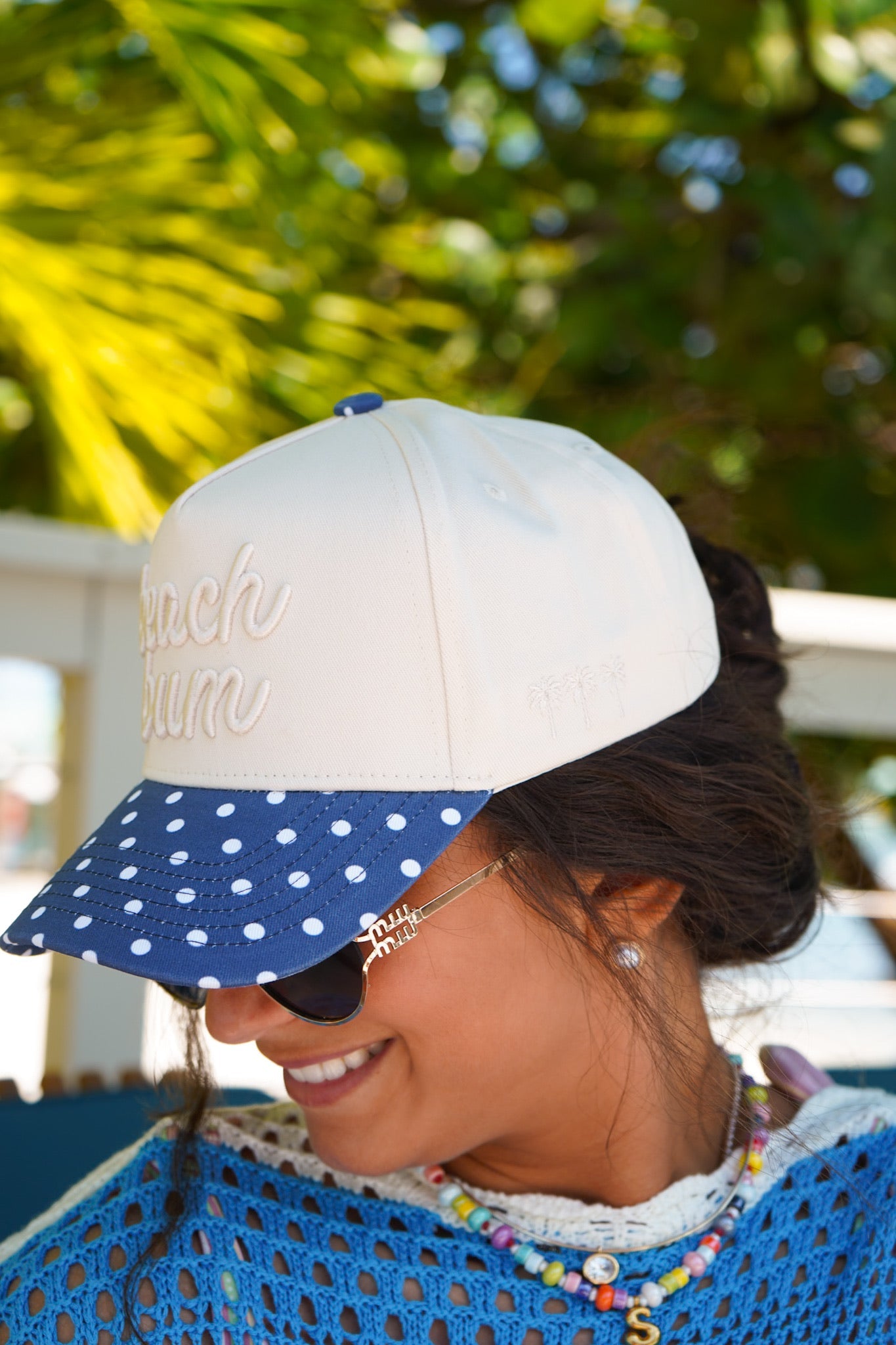 Beach Bum - Navy Polka Dot Hat
