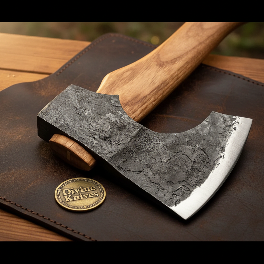 Hand-Forged Carving Axe with Ash Handle & Wooden Wedge