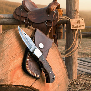 Saddle Ridge Damascus Folding Hunter by JW SteelCrafts, alternate view 6
