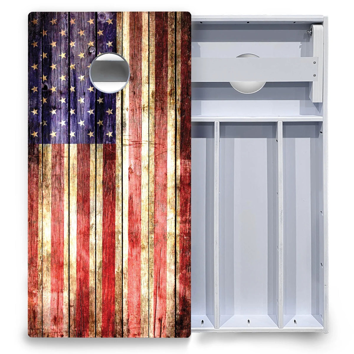 Rustic Wood Flag Cornhole Boards - All Weather Series