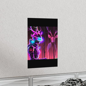 futuristic woman and deer Posters