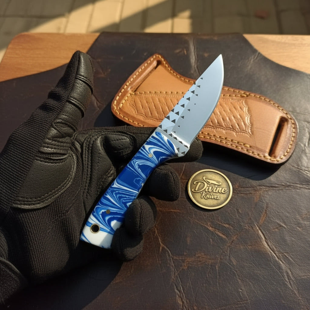 Blue Kirinite Farrier Rasp Skinner with by Divine Knives