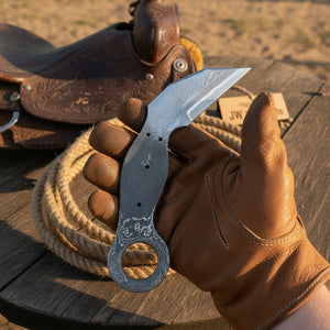 Rustler’s Ring Damascus Karambit Knife by JW SteelCrafts, alternate view 3