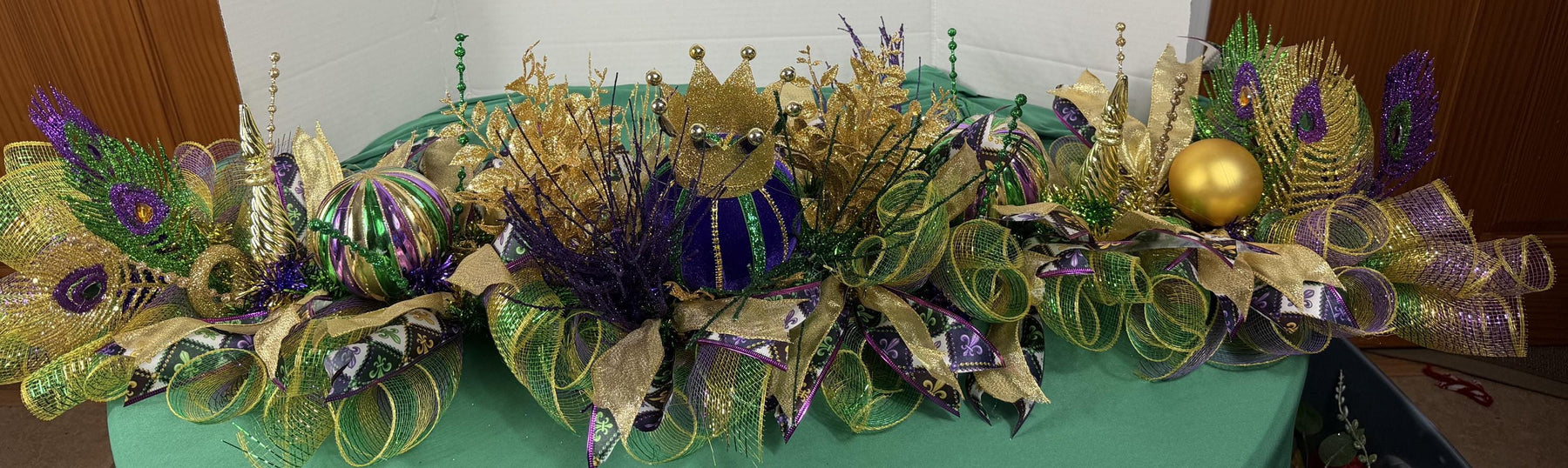 Mardi Gras Garland | Purple, Green & Gold Mantel Decor handmade by Bouge Creations