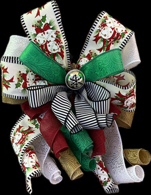 Christmas Holly Bow | Silver Bell Wreath Decor by Bouge Creations, view 3