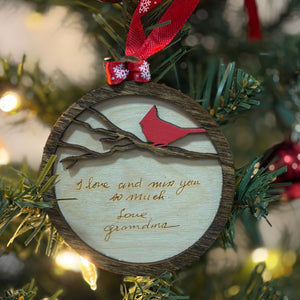 Personalized Cardinal Ornament with Handwriting or Custom Quote by Poor Hog Customs, Southern home decor detail photo 6