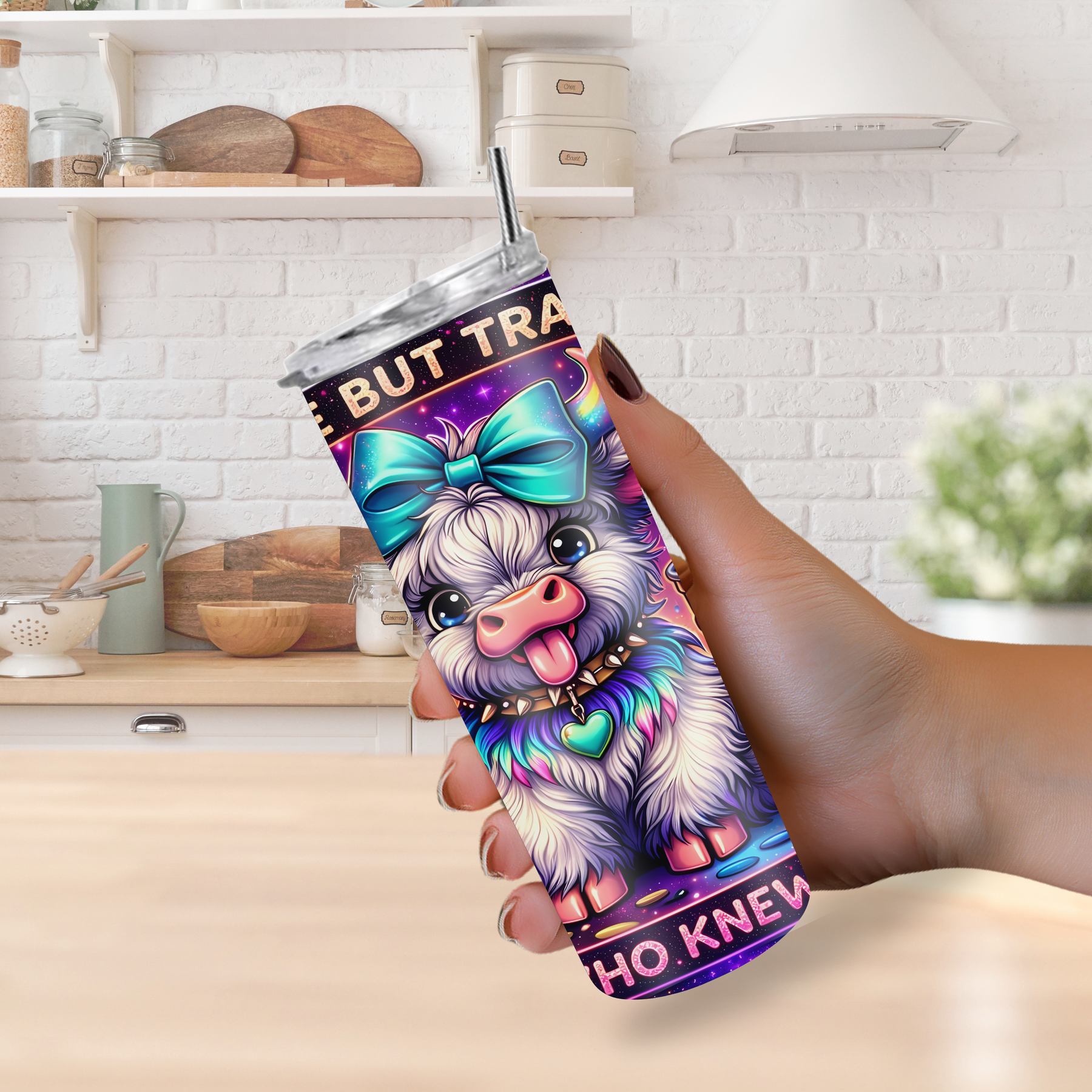 "Cute But Trashy" 20oz Cow Tumbler