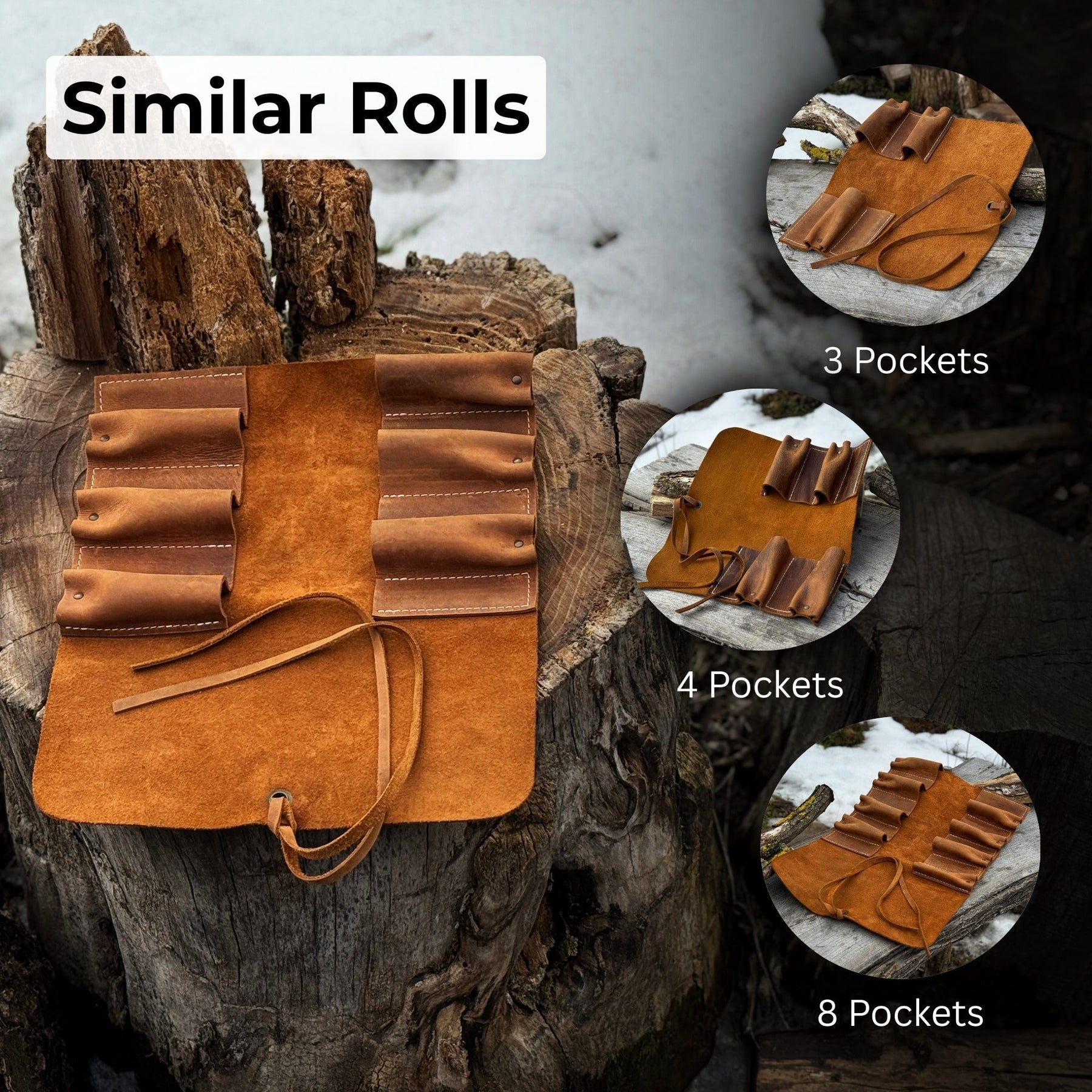 6 Pocket Leather Tool Roll