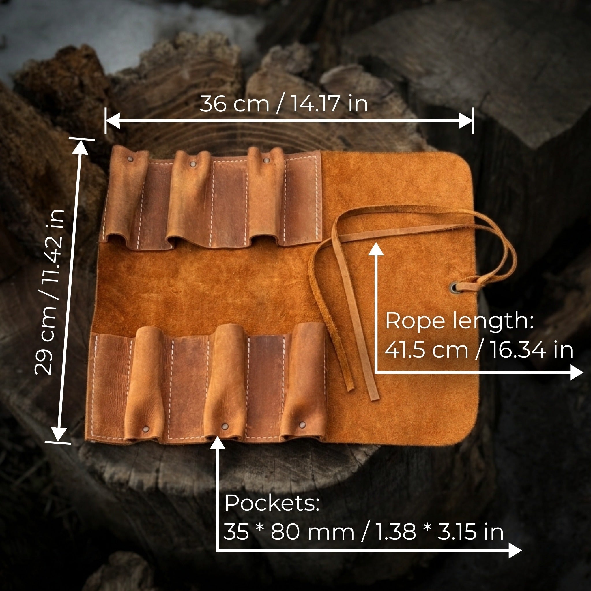 6 Pocket Leather Tool Roll