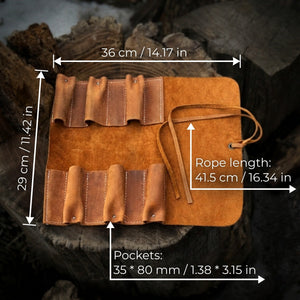 6 Pocket Leather Tool Roll