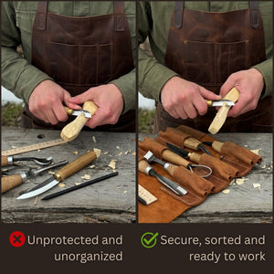 6 Pocket Leather Tool Roll
