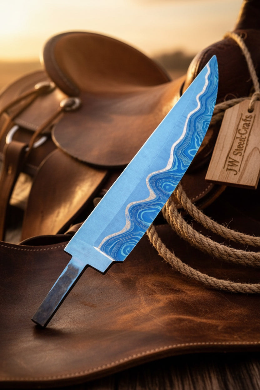 Sapphire Trail San Mai Gyuto Knife Blank by JW SteelCrafts, alternate view 2