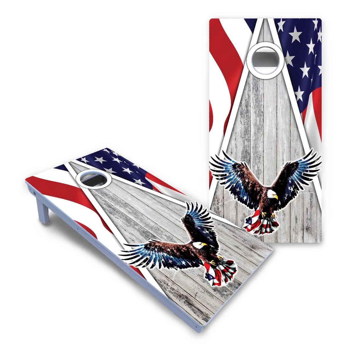 Eagle Triangle Whitewash Cornhole Boards - All Weather Series