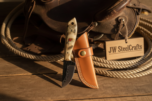Ivory Grip Tracker Knife Carbon Steel Caper Blade with Stag Horn Handle by JW SteelCrafts — view 3 of 3