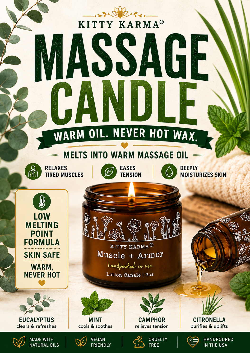 Muscle Armor | Massage Lotion Candle for Sore Muscles