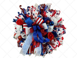 Patriotic 4th of July Wreath | Americana Door Decor handmade by Bouge Creations