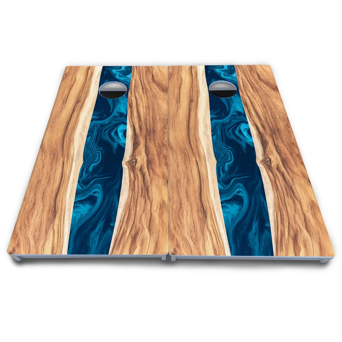 Live Edge River Cornhole Boards - All Weather Series