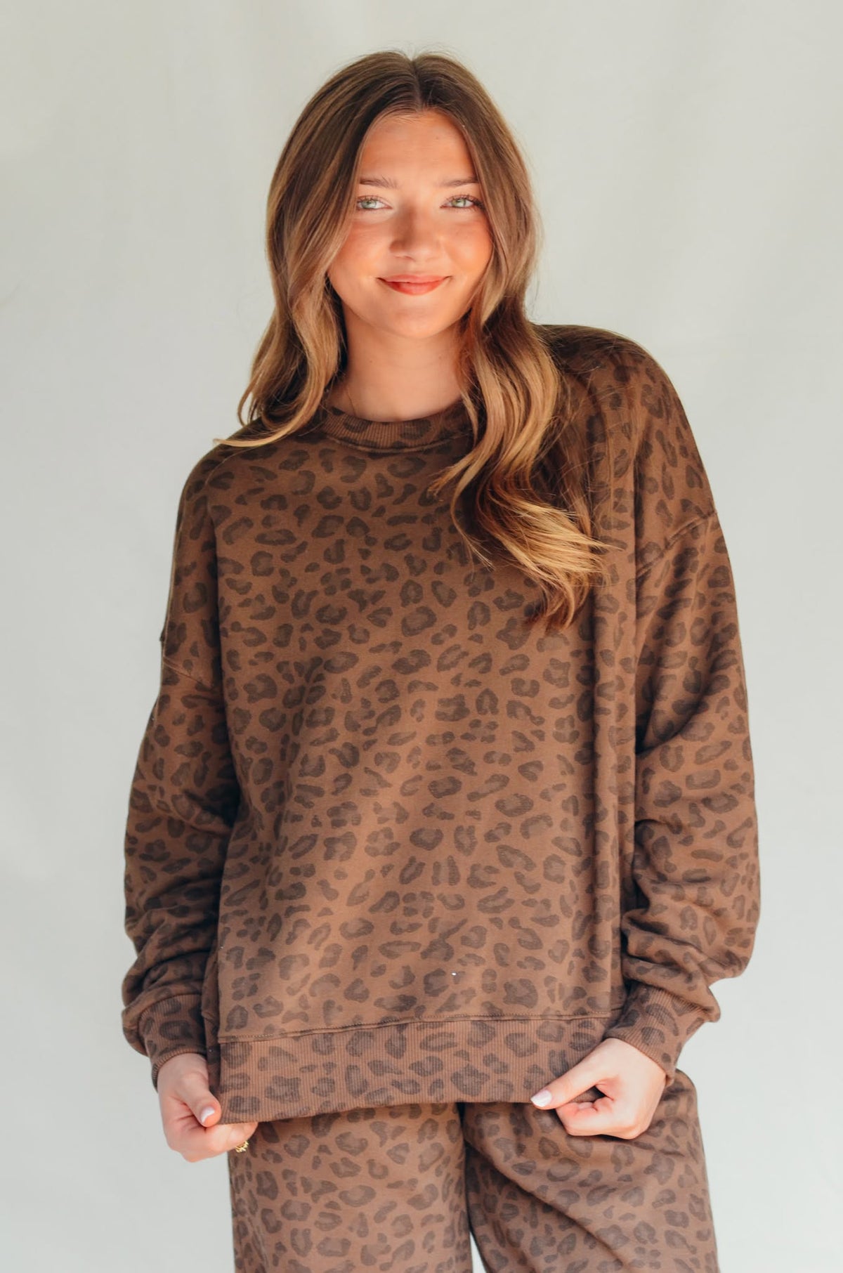 PREORDER ITEM (Estimated ship date 11/10) Brown Leopard Crew Sweatshirt by Southern Bliss Company