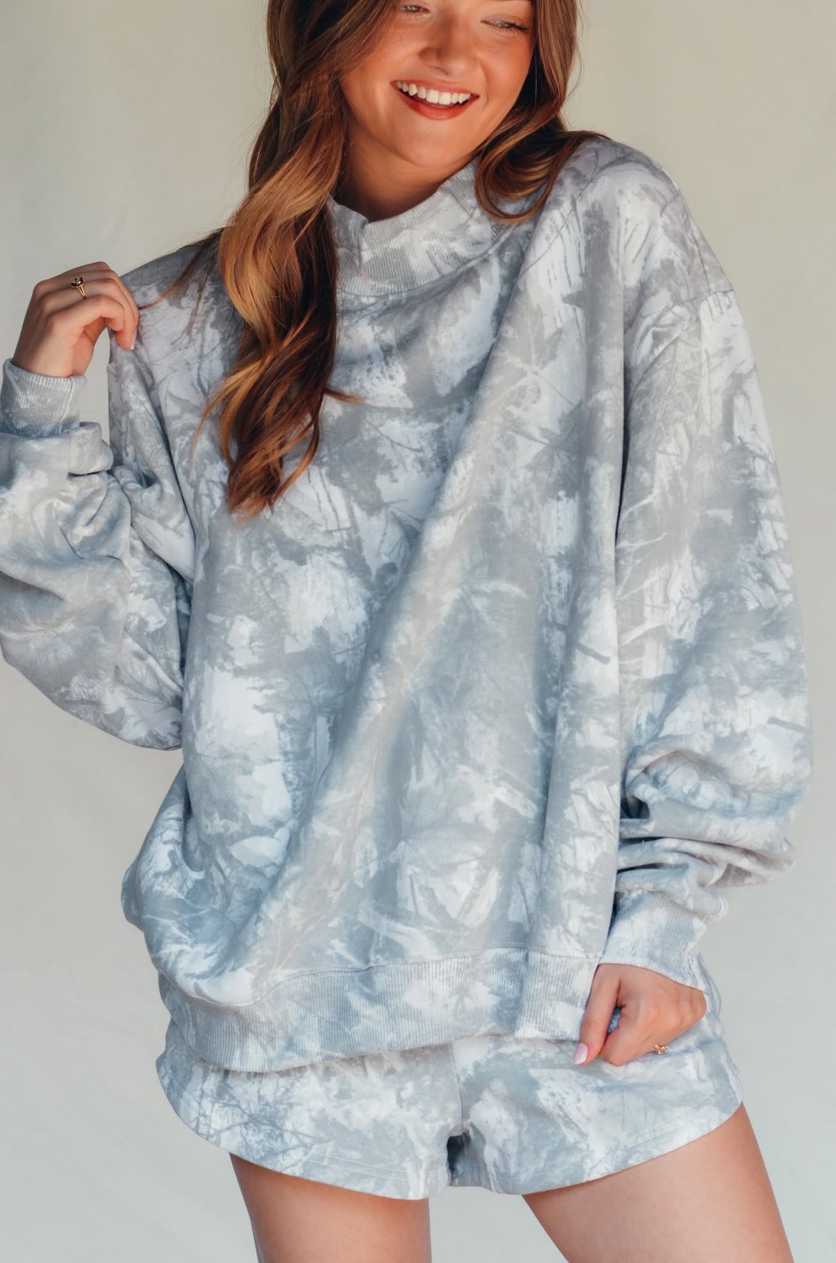 PREORDER ITEM (Estimated 11/10 ship date) White Wash Camo Fleece Shorts by Southern Bliss Company – view 2