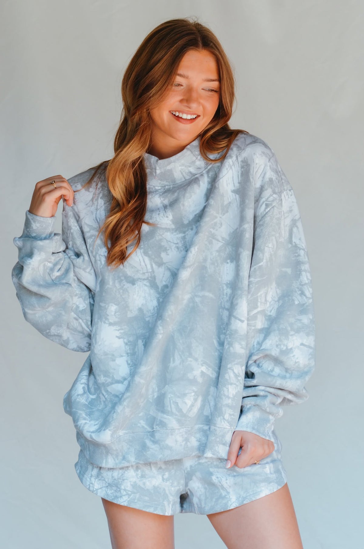 PREORDER (estimated 11/10 ship date!!) White Wash Camo Mock Neck Sweatshirt by Southern Bliss Company