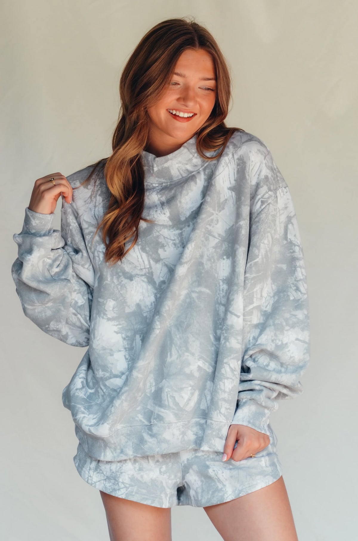PREORDER (estimated 11/10 ship date!!) White Wash Camo Mock Neck Sweatshirt by Southern Bliss Company – view 2