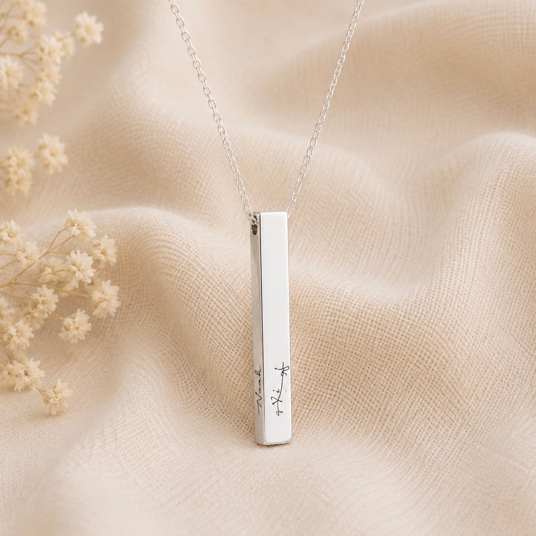 Custom Handwriting Bar Necklace