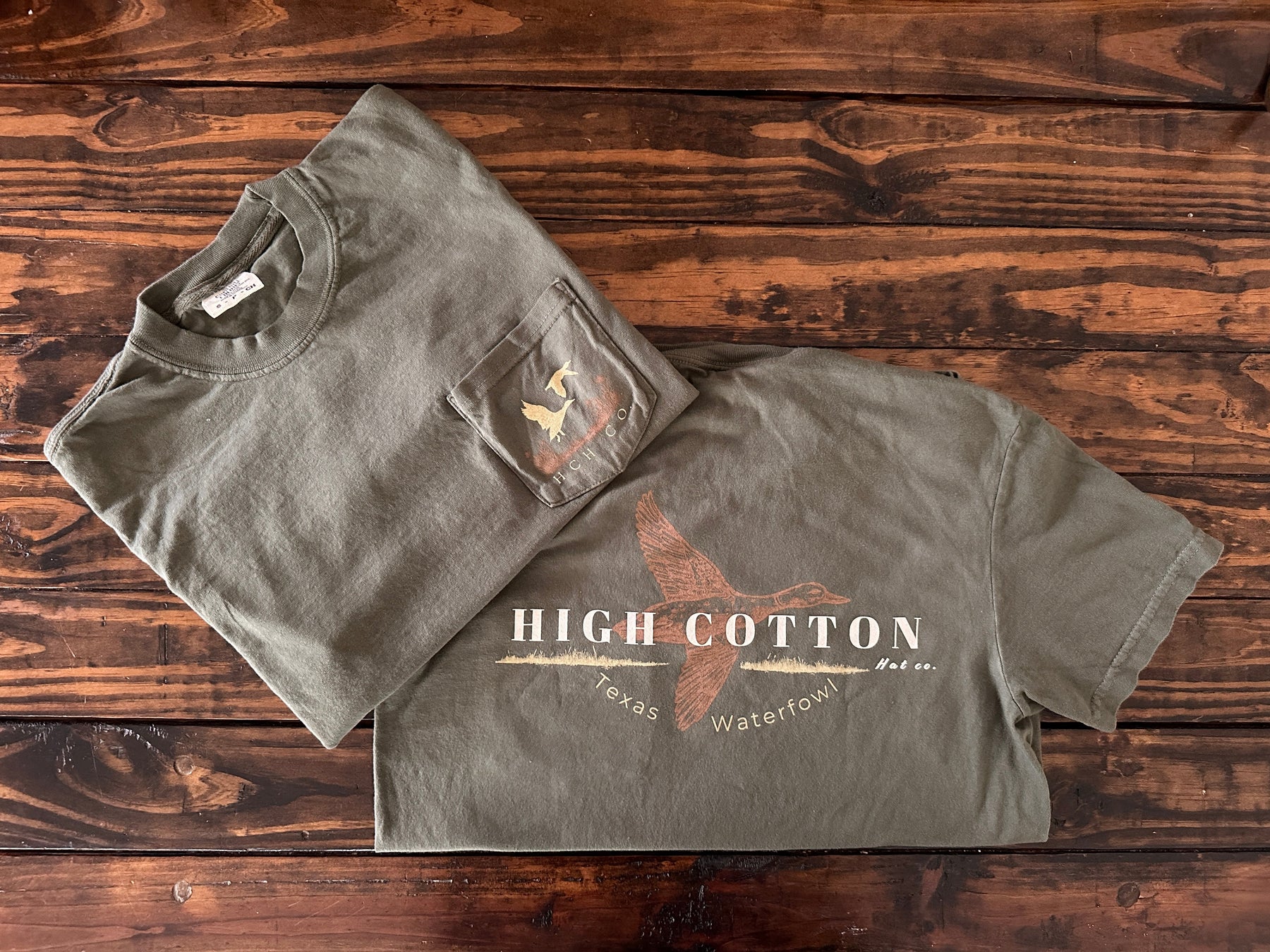 Alternate view of Duck Sage Green Comfort Colors Pocket Tee by High Cotton Hat Co