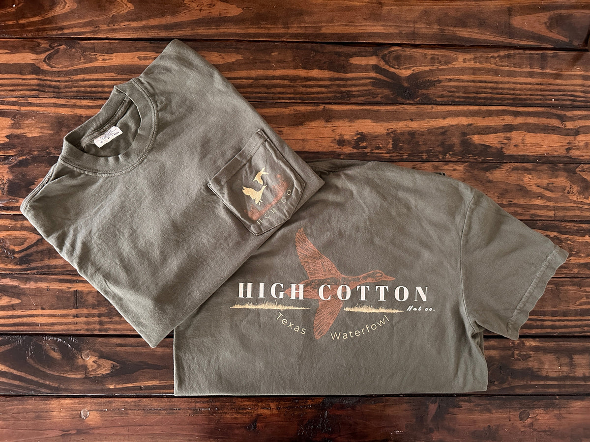 Alternate view of Duck Sage Green Comfort Colors Pocket Tee by High Cotton Hat Co