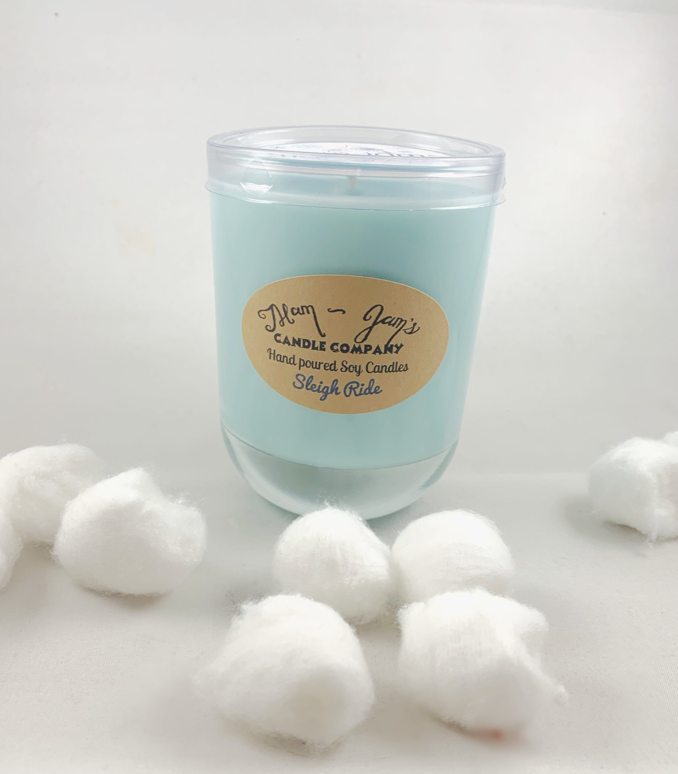 Sleigh Ride soy candle and wax melts by Mam Jam’s Candle Company