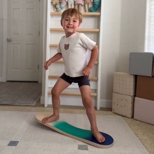 Spinzee Board by Bunny Hopkins, handcrafted wooden activity toy product and lifestyle photo 3