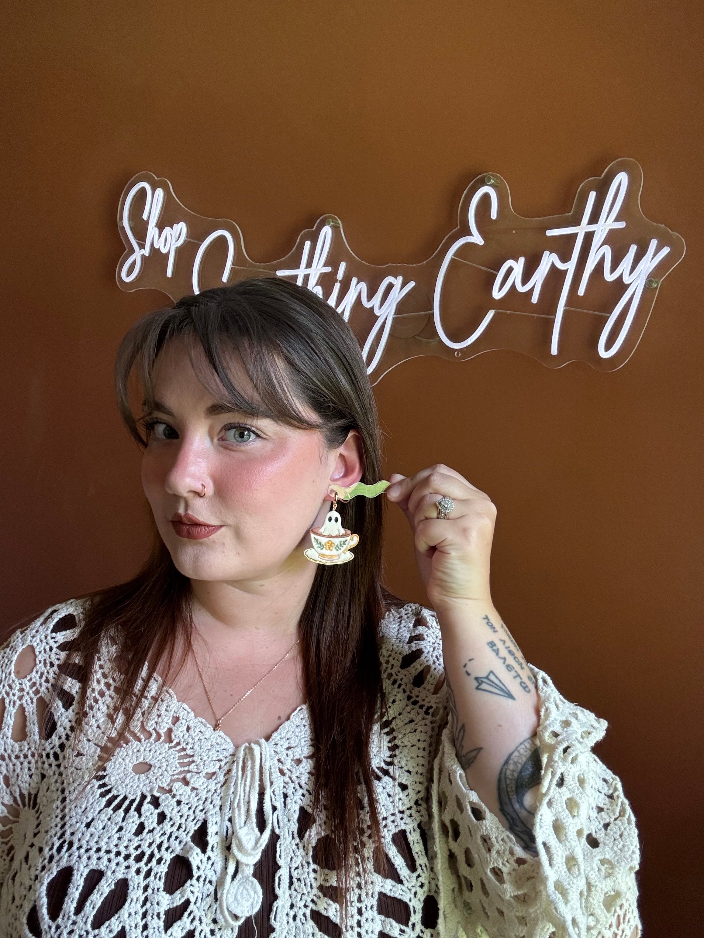 Teacup Ghosts handmade polymer clay earrings by Shop Something Earthy — view 2 of 2