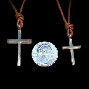 FAITH Classic Cross Necklace - Bronze on Leather Cord by Forged By Fire — view 10 of 10
