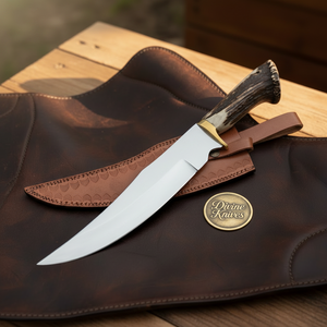Crown Stag Trailing Point Hunter with Polished Blade