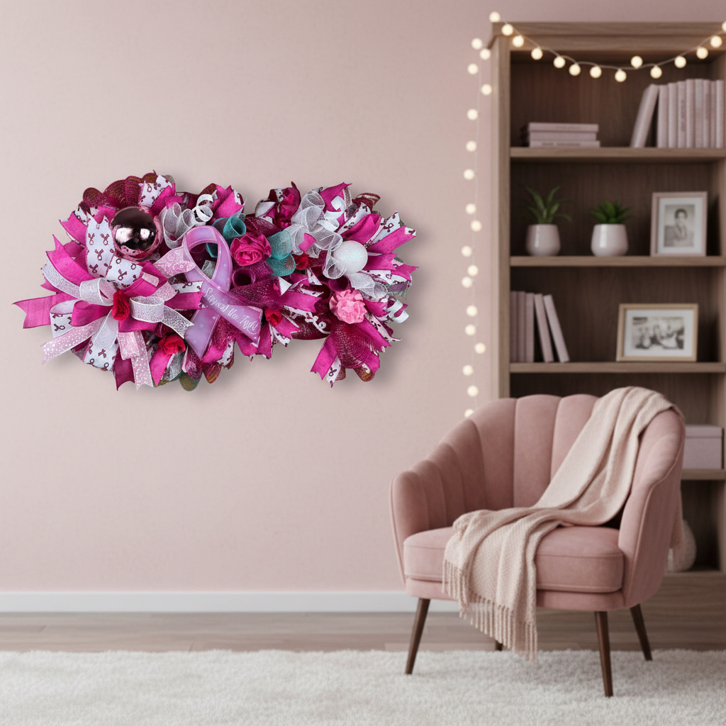 Breast Cancer Awareness | Pink Ribbon Door Decor | Support the Fight | Gift for Survivor or Fighter