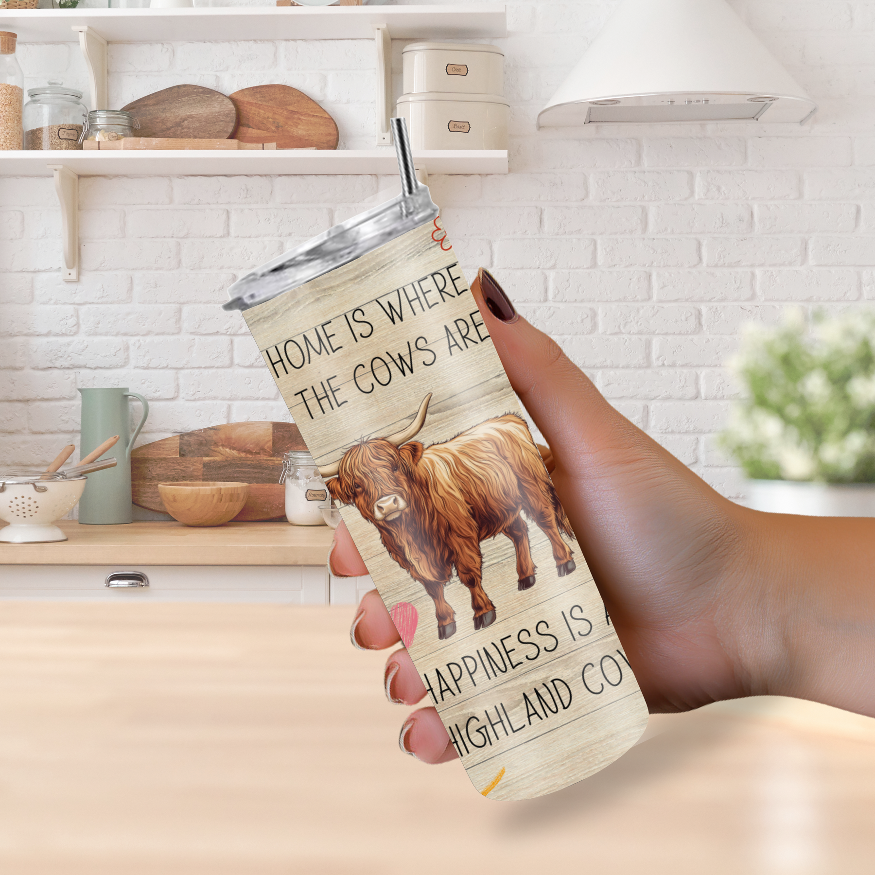 "Home Is Where The Cows Are" 20oz Cow Tumbler