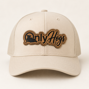 Only Hogs Pig Lover Richardson Hat with Laser Engraved Leather Patch Funny Farm Trucker Cap