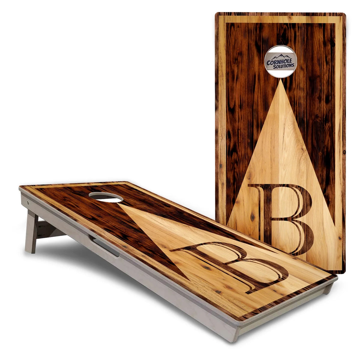 Two-Tone Woodgrain Letter Cornhole Boards – Tournament Series