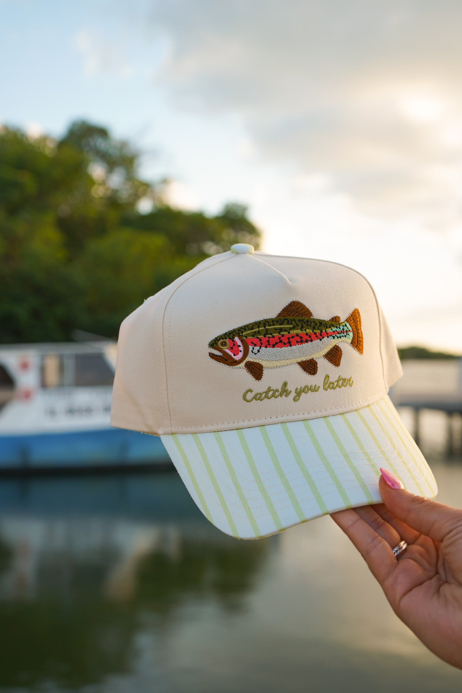 Catch You Later - Green Stripe Hat