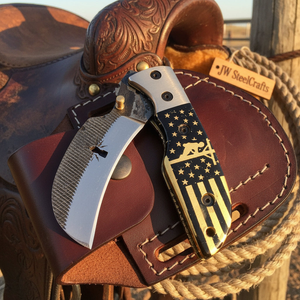 Patriot Fold Linerlock Knife 6" Handmade Damascus Stag Resin Handle