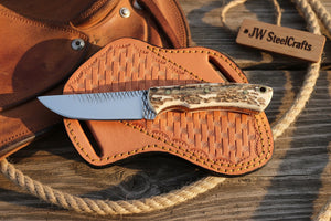 Timberline Drop Point Knife Carbon Steel with Jimped Spine by JW SteelCrafts — view 1 of 3
