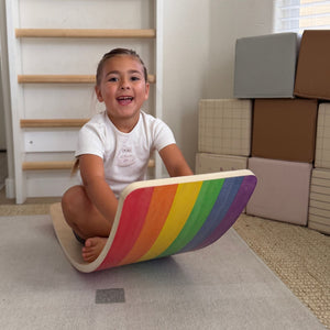 Wobble Board by Bunny Hopkins, handcrafted wooden activity toy product and lifestyle photo 3