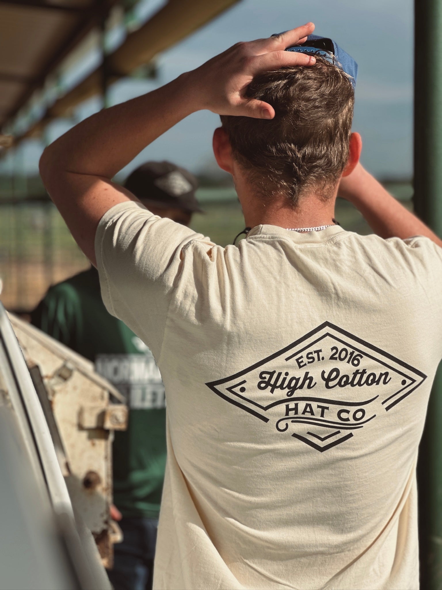 Rusk Cream Comfort Colors Pocket Tee by High Cotton Hat Co in Texas