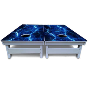 Blue & Green Lightning Cornhole Boards - All Weather Series