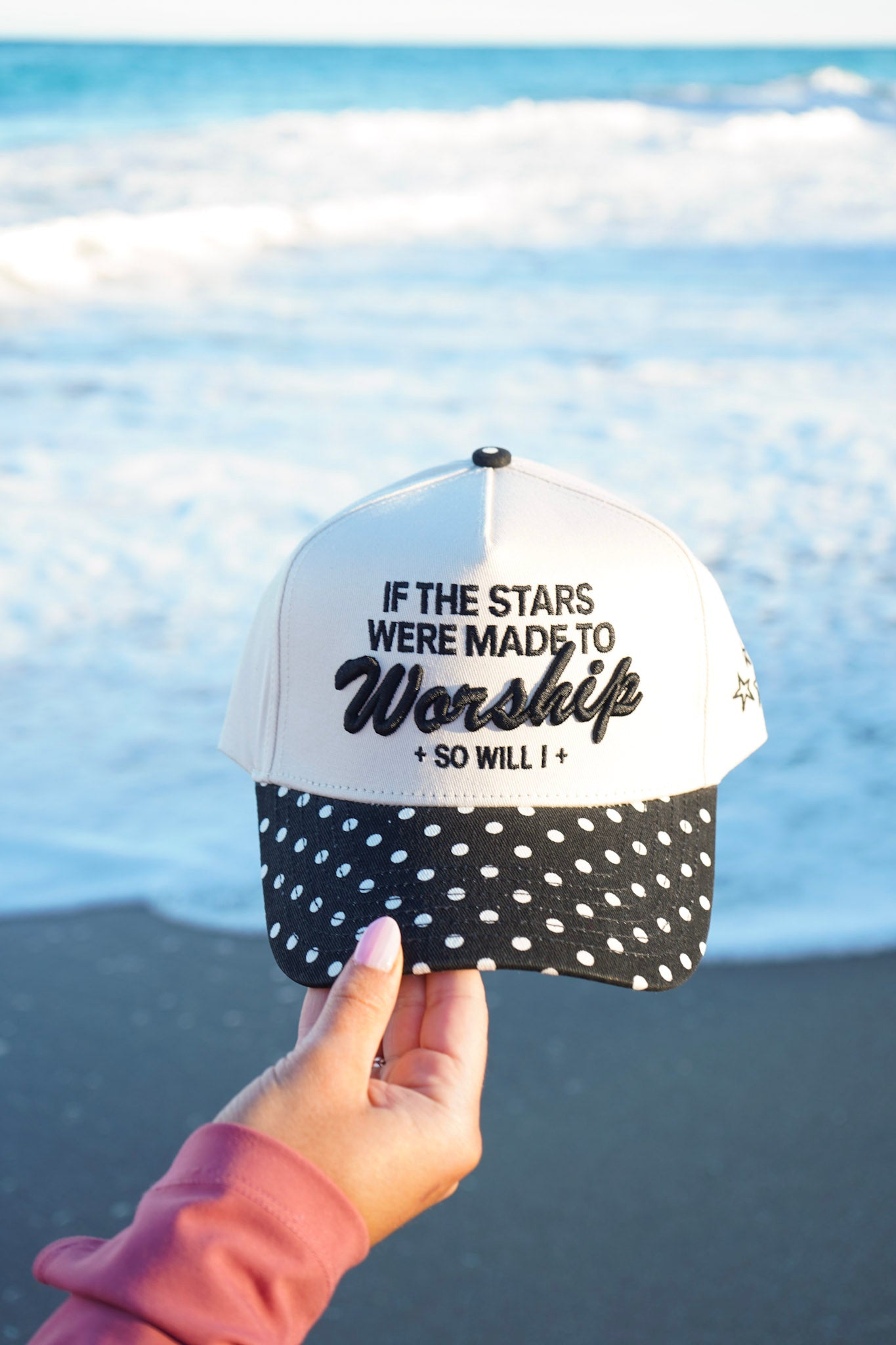 Stars Were Made to Worship - Black Polka Dot Trucker Hat