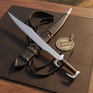 Elite Spartan Sword with D-Guard and Leather Sheath